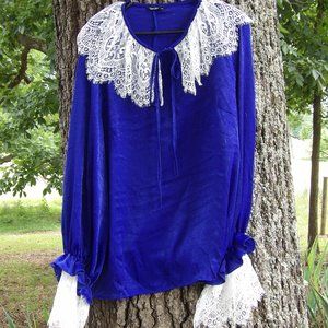 SHEIN Blue Lace Collar Shirt 4x